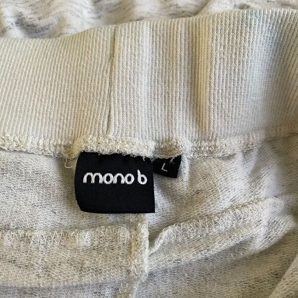 Mono B Sweat Joggers Womens LARGE Natural Heather Sweats Zipper‎ Pockets *READ* - Picture 6 of 12